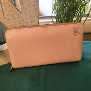 Loewe Leather Anagram Pink Zippy Long Wallet